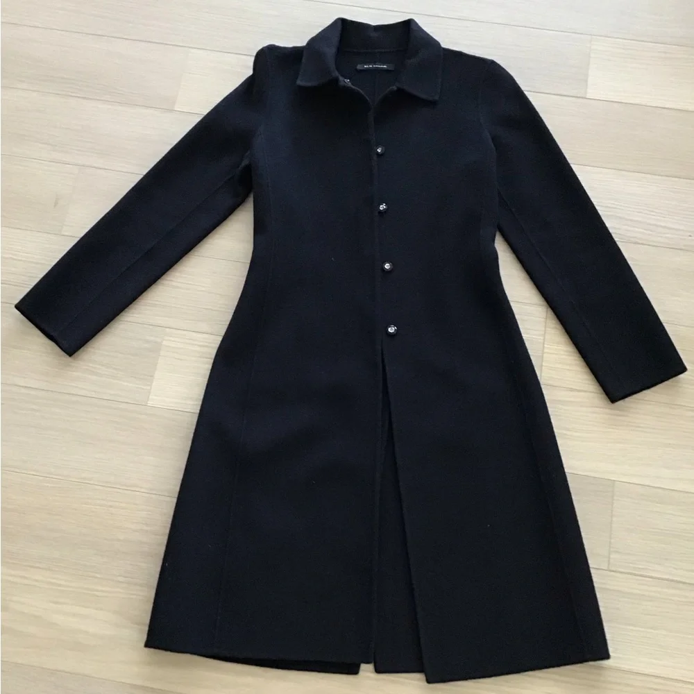 Elie Tahari black coat with snap buttons - Picture 2 of 6